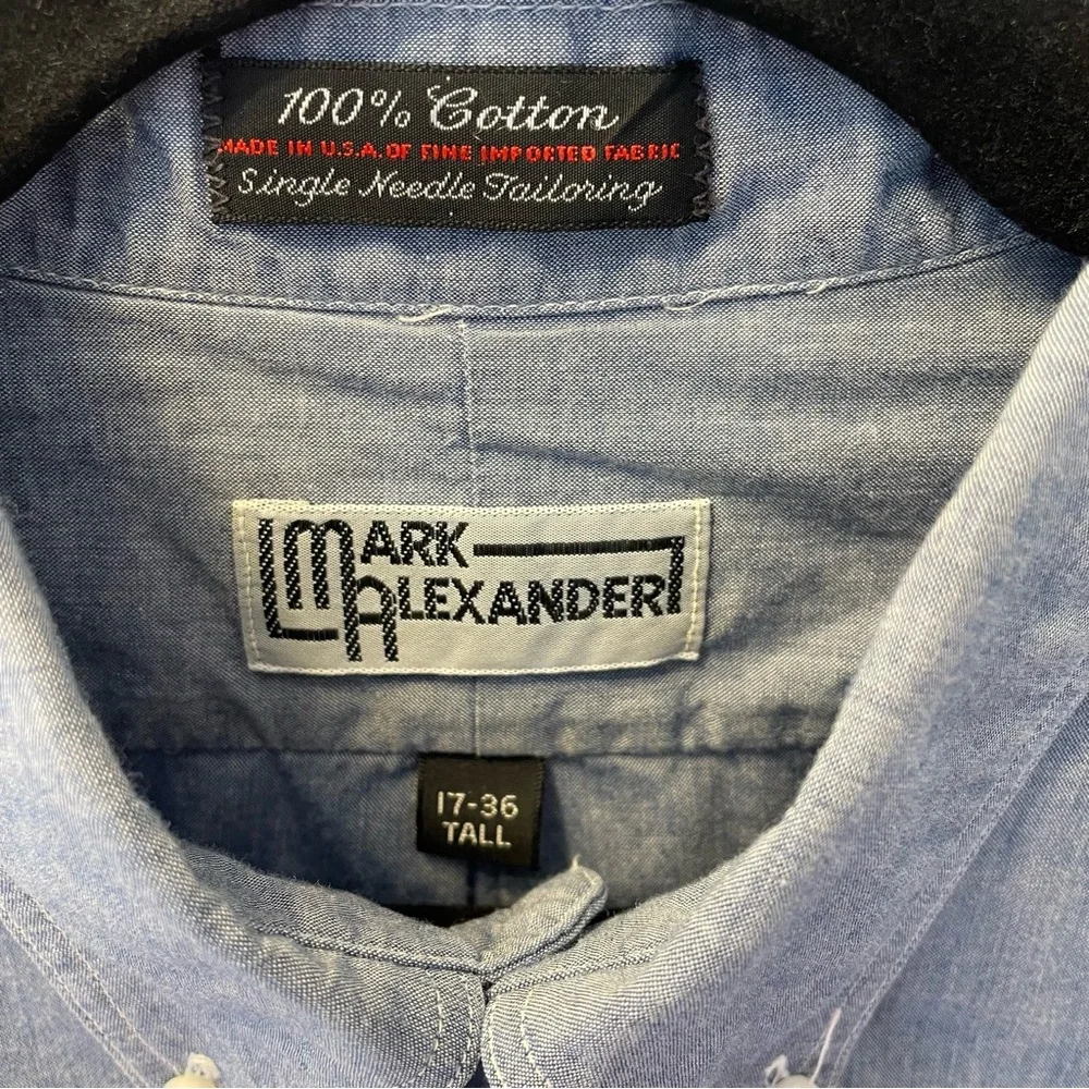 Mark‎ Alexander Cotton Chambray Button Down Shirt 17-36 Tall Capsule Office Work